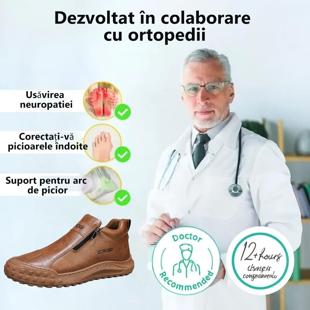 ⭕️Pantofi ortopedici din piele de vacă lucrați manual👞Branț ortopedic cu inteligență artificială + suport pentru gleznă✅Ușor de încălțat și dezbrăcat, impermeabili și confortabili