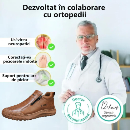 ⭕️Pantofi ortopedici din piele de vacă lucrați manual👞Branț ortopedic cu inteligență artificială + suport pentru gleznă✅Ușor de încălțat și dezbrăcat, impermeabili și confortabili