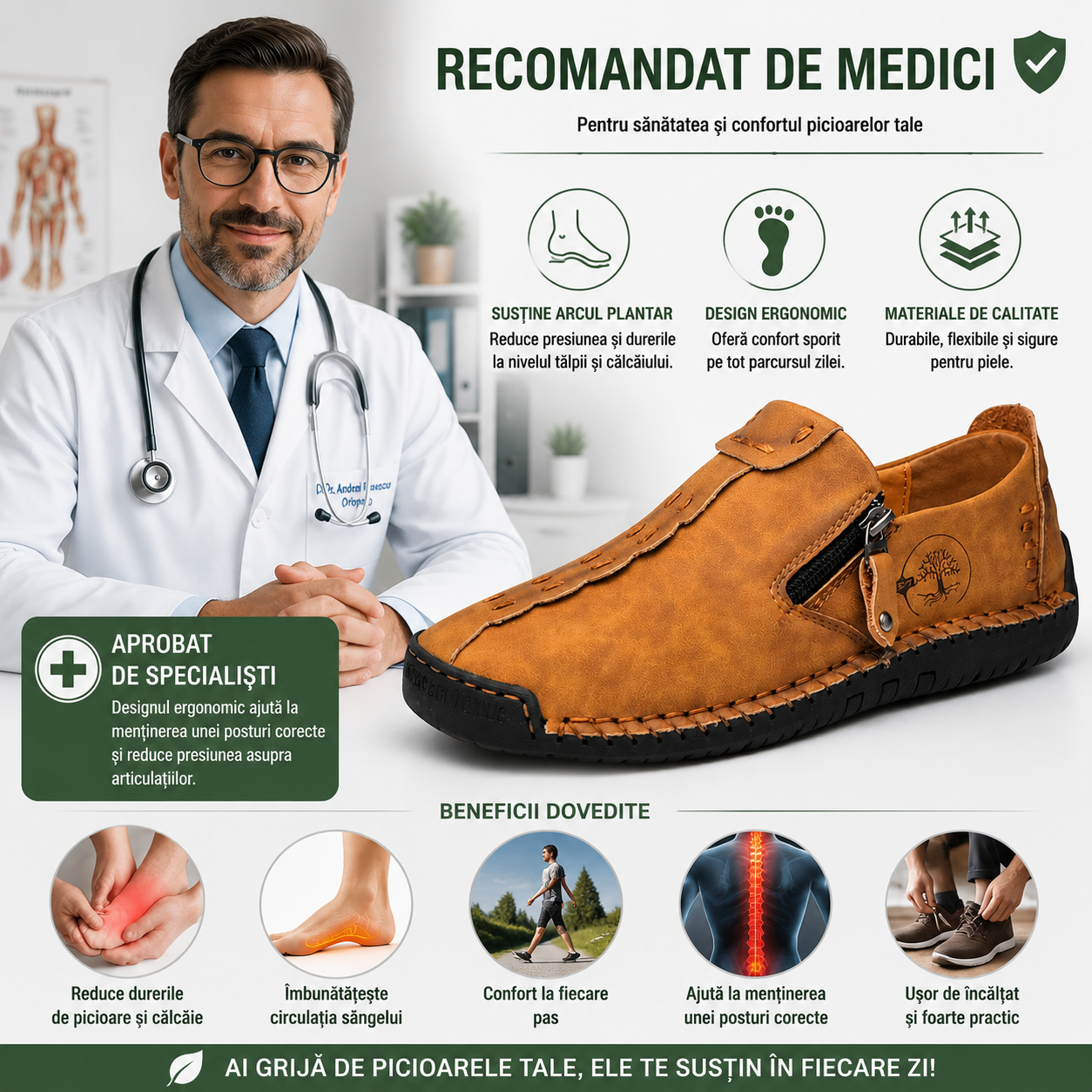 🎁Ultima zi pentru o reducere de 40%, nu ratați!⏰Fabricați din piele de vițel australiană🐂Suport pentru picioare - ameliorează durerea de picioare✅Impermeabili și antiderapanți, confortabili la mers.