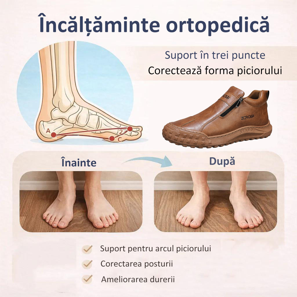⭕️Pantofi ortopedici din piele de vacă lucrați manual👞Branț ortopedic cu inteligență artificială + suport pentru gleznă✅Ușor de încălțat și dezbrăcat, impermeabili și confortabili