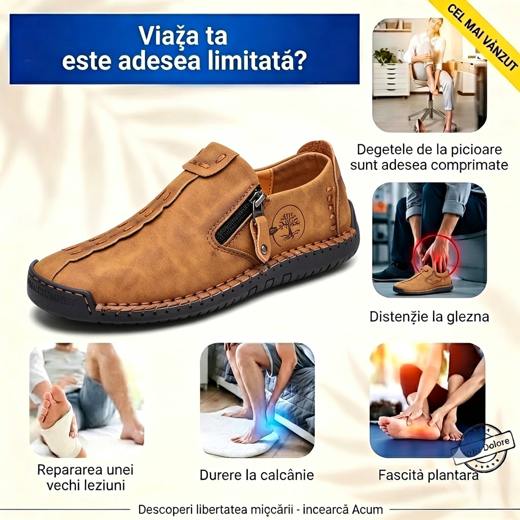 🎁Ultima zi pentru o reducere de 40%, nu ratați!⏰Fabricați din piele de vițel australiană🐂Suport pentru picioare - ameliorează durerea de picioare✅Impermeabili și antiderapanți, confortabili la mers.