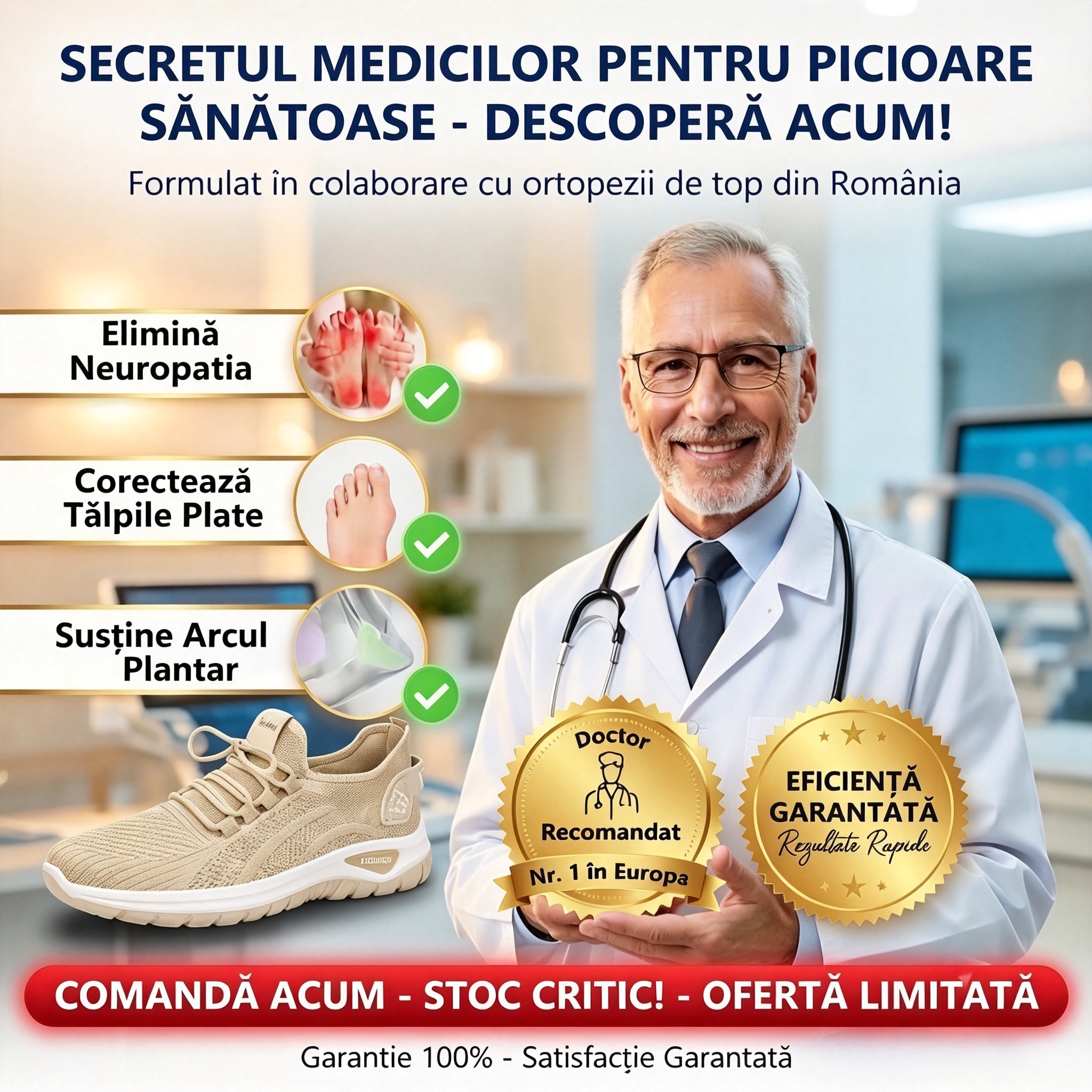 ⏰Ultima zi, reducere 40%! Nu ratați - Pantofi ortopedici cu design ergonomic ✅️Absorbție a șocurilor ✅️Încălțăminte ortopedică sănătoasă, concepută special pentru femeile europene.
