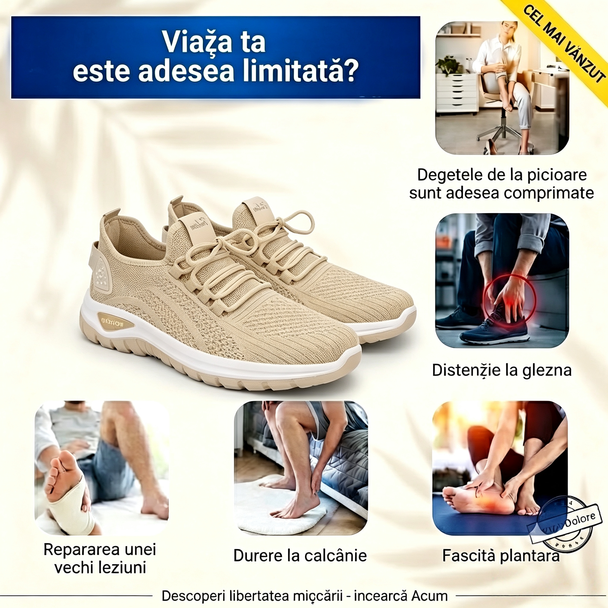 ⏰Ultima zi, reducere 40%! Nu ratați - Pantofi ortopedici cu design ergonomic ✅️Absorbție a șocurilor ✅️Încălțăminte ortopedică sănătoasă, concepută special pentru femeile europene.