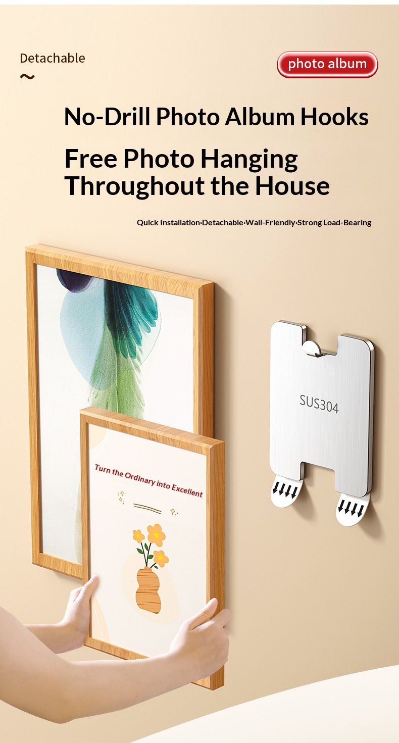 no-drill wall mural hooks