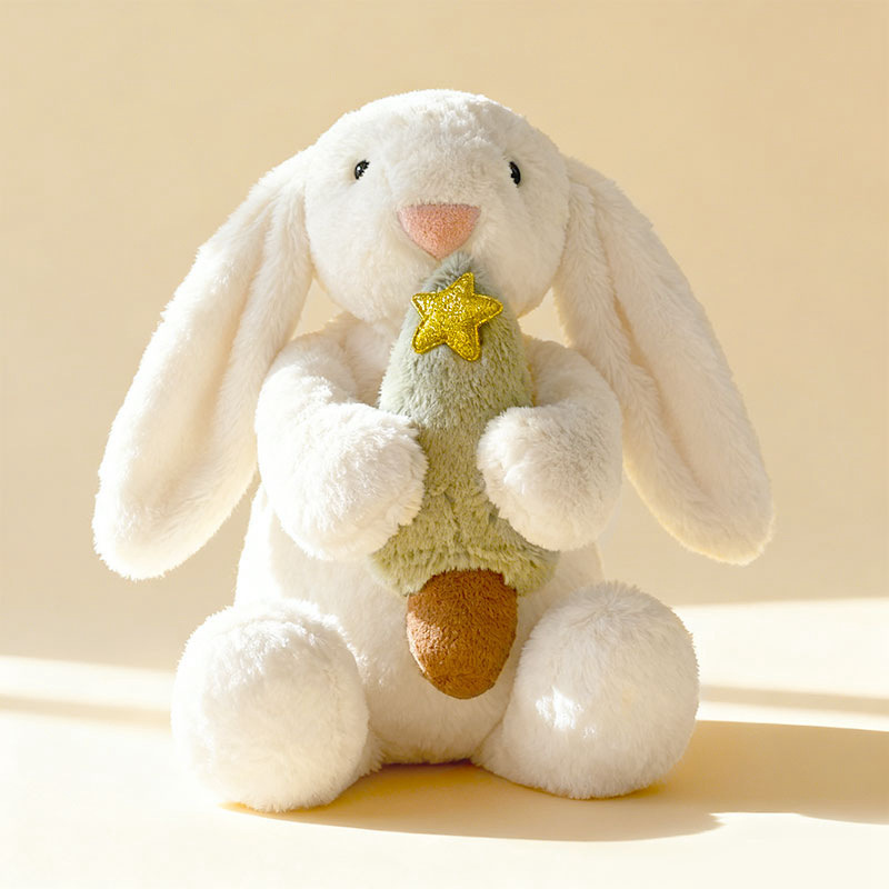 Cute Heart-Holding & Tree-Hugging Lop-Eared Rabbit Plush Doll