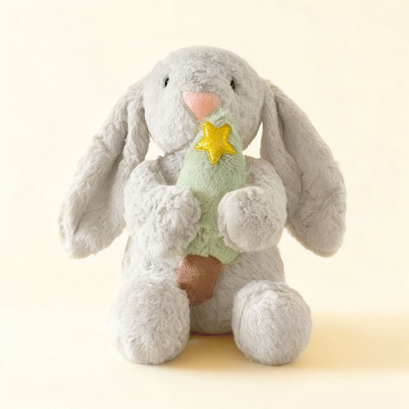 Cute Heart-Holding & Tree-Hugging Lop-Eared Rabbit Plush Doll