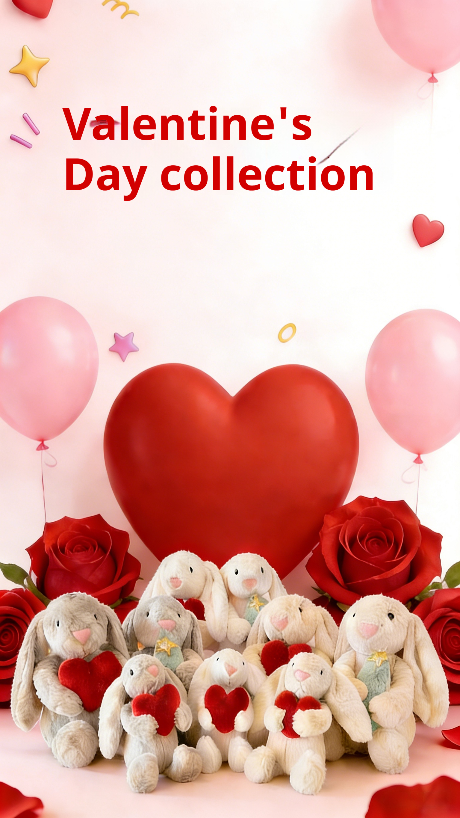 Cute Heart-Holding & Tree-Hugging Lop-Eared Rabbit Plush Doll