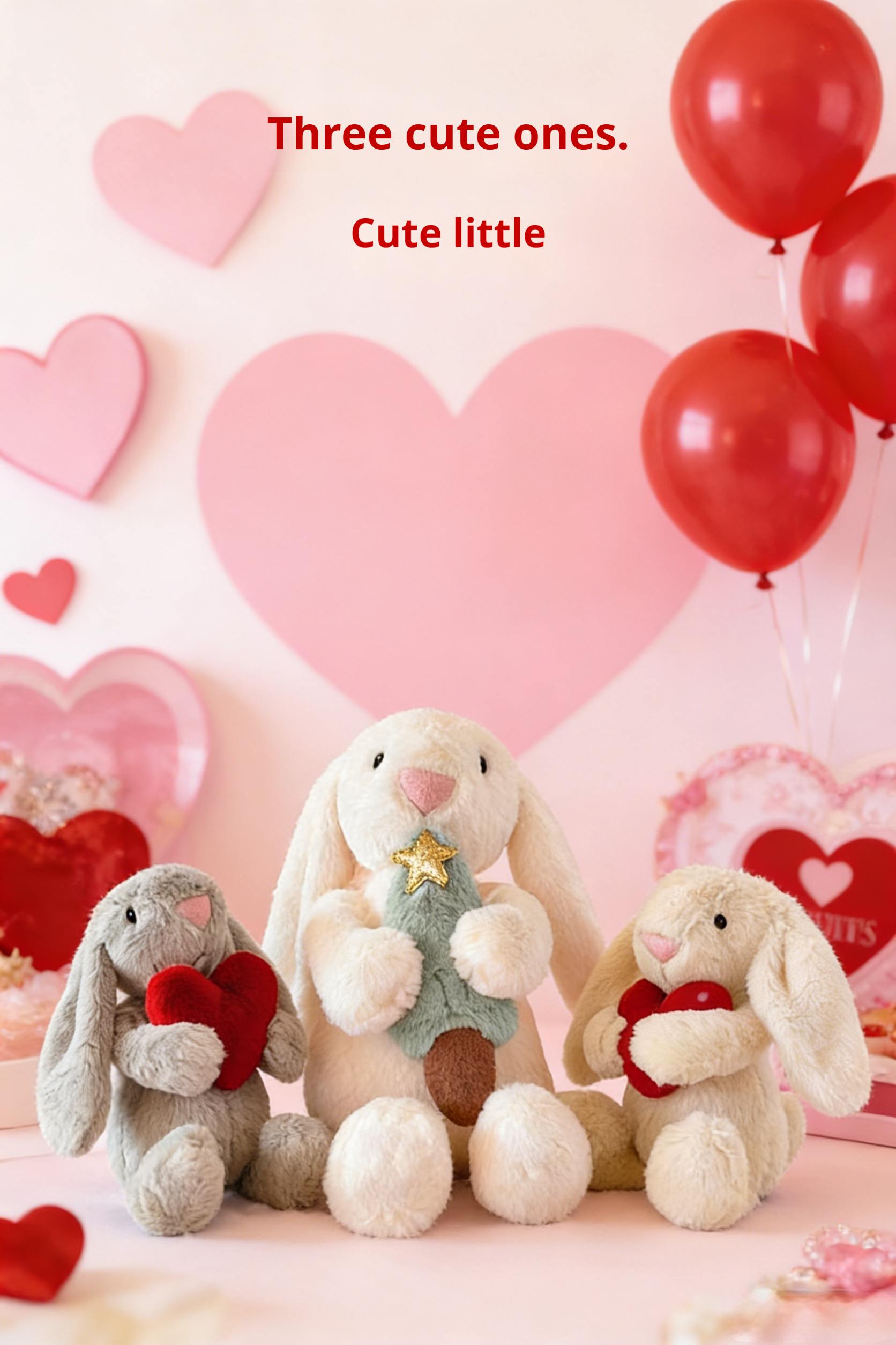 Cute Heart-Holding & Tree-Hugging Lop-Eared Rabbit Plush Doll