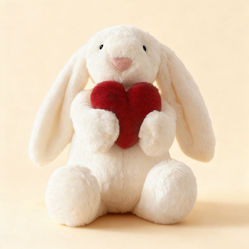 Cute Heart-Holding & Tree-Hugging Lop-Eared Rabbit Plush Doll