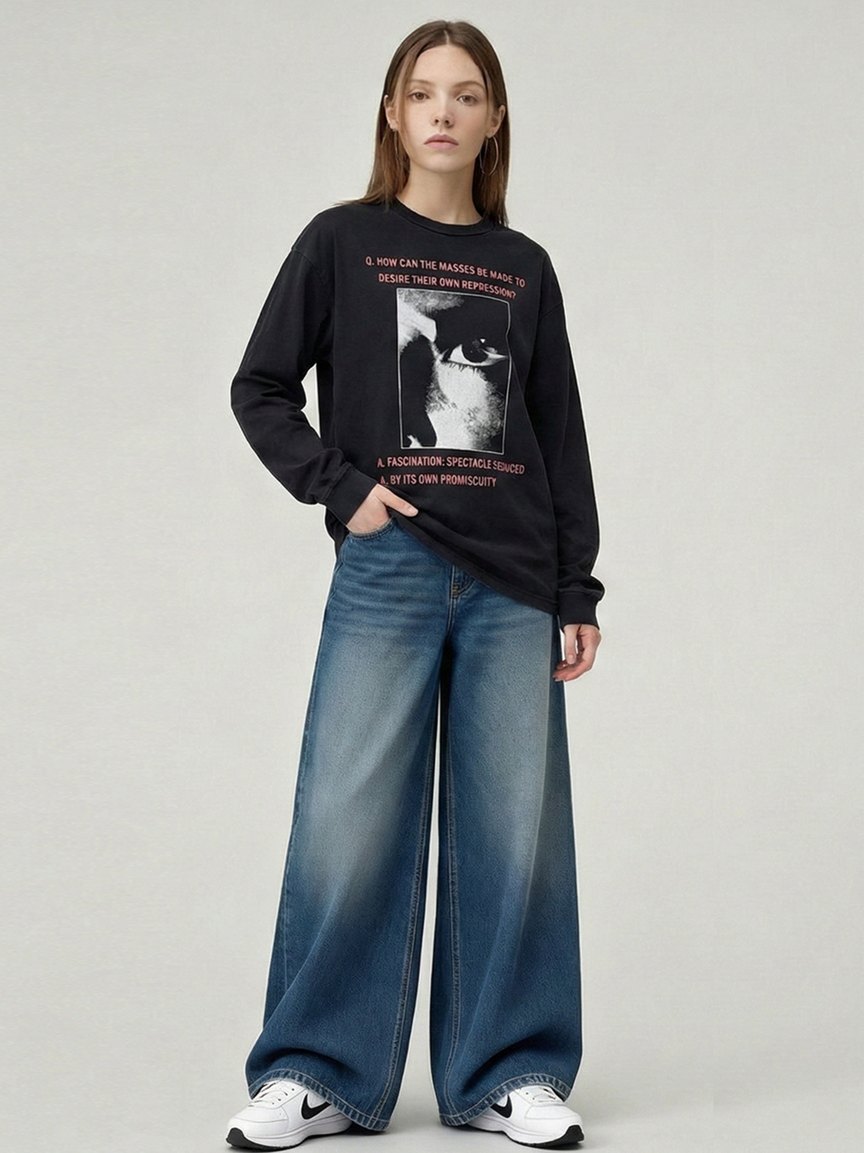 Vintage Wash Distressed Long Sleeve T-Shirt - Oversized Punk Graphic Streetwear-Knotfolks