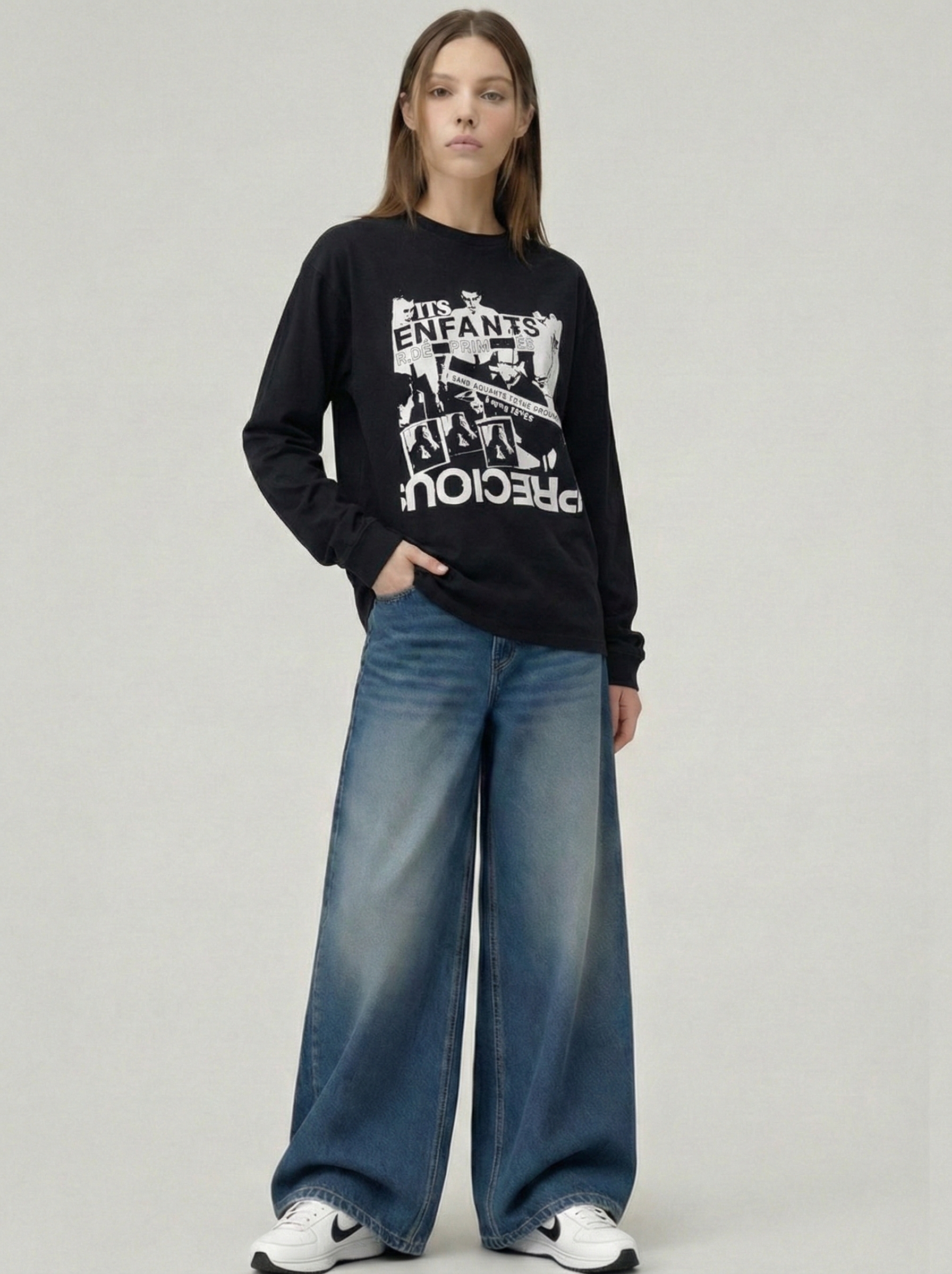 Vintage Wash Distressed Long Sleeve T-Shirt - Oversized Punk Graphic Streetwear-Knotfolks