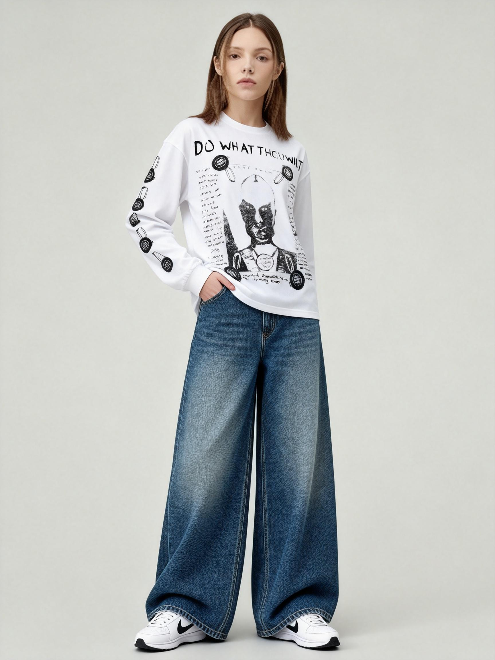 Vintage Wash Distressed Long Sleeve T-Shirt - Oversized Punk Graphic Streetwear-Knotfolks