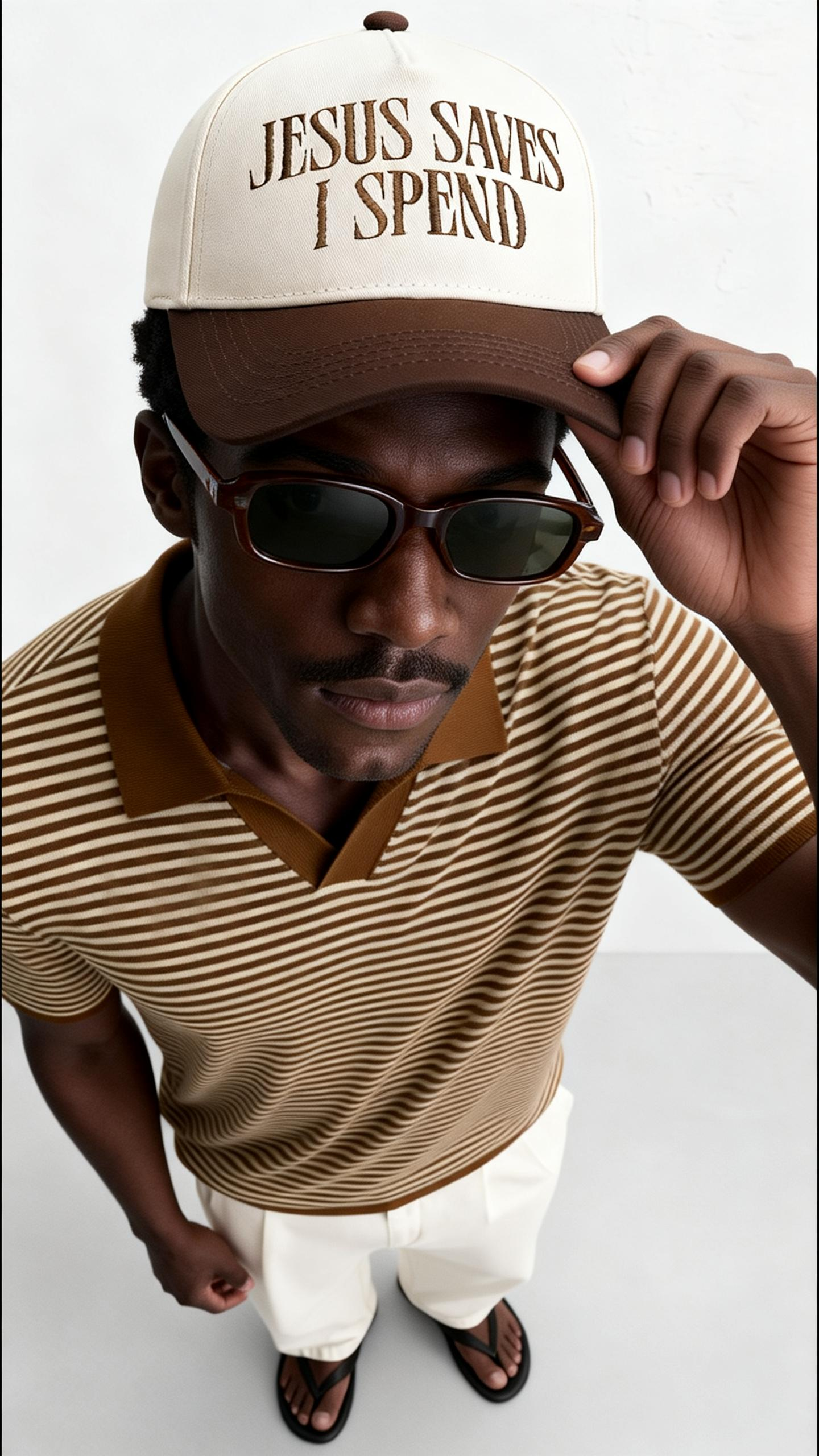 Jesus Saves I Spend Funny Trucker Hat - Vintage Two-Tone Baseball Cap Unisex-Knotfolks