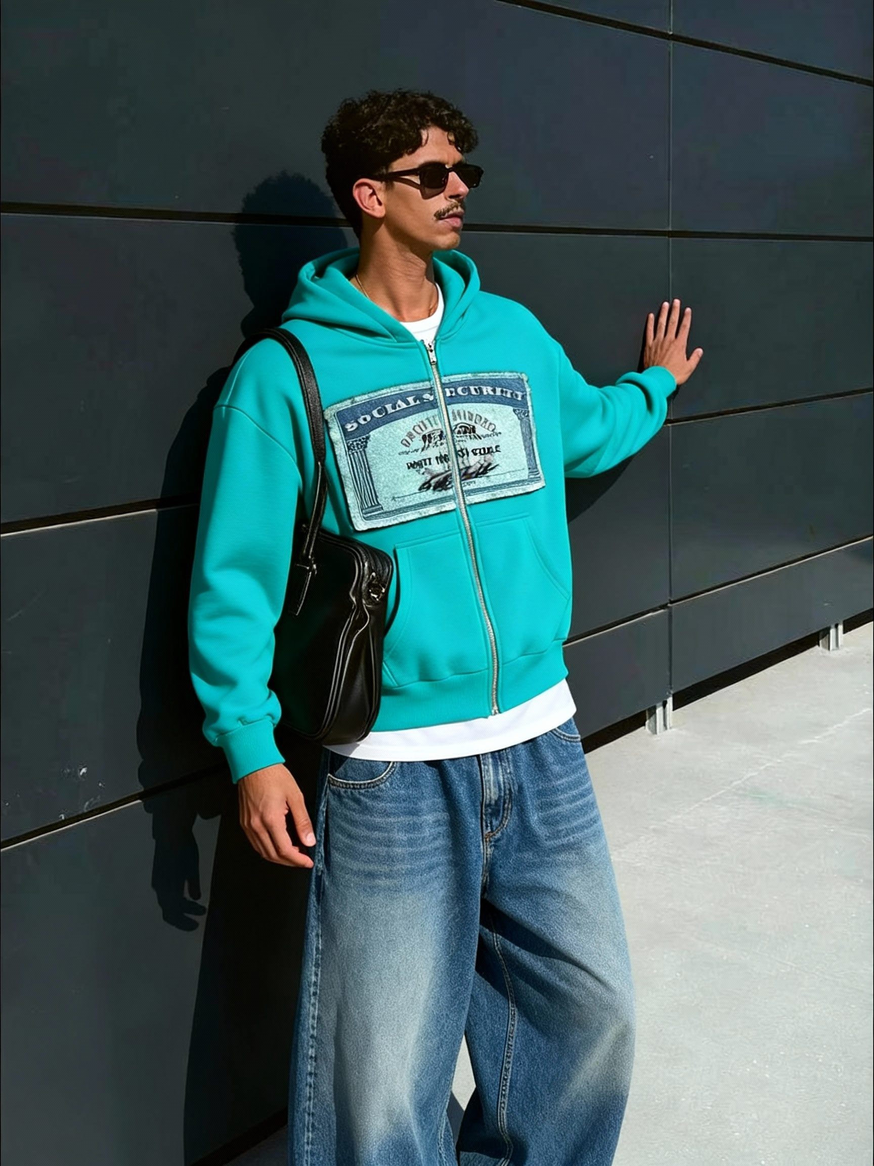 Retro Patchwork Full-Zip Hoodie Men's Boxy Fit Y2K Streetwear Jacket-Knotfolks