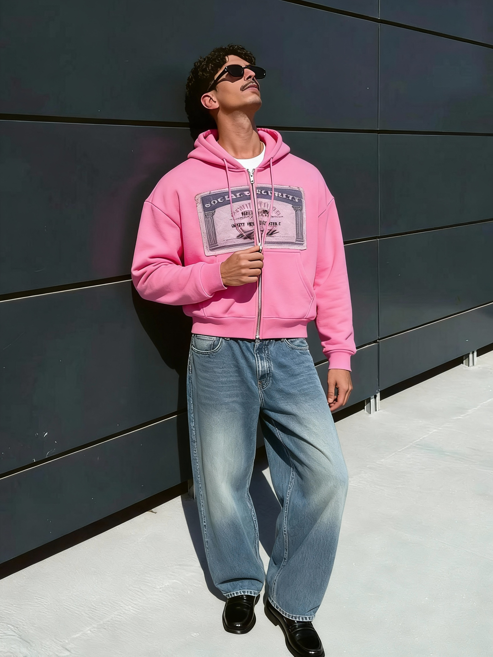 Retro Patchwork Full-Zip Hoodie Men's Boxy Fit Y2K Streetwear Jacket-Knotfolks