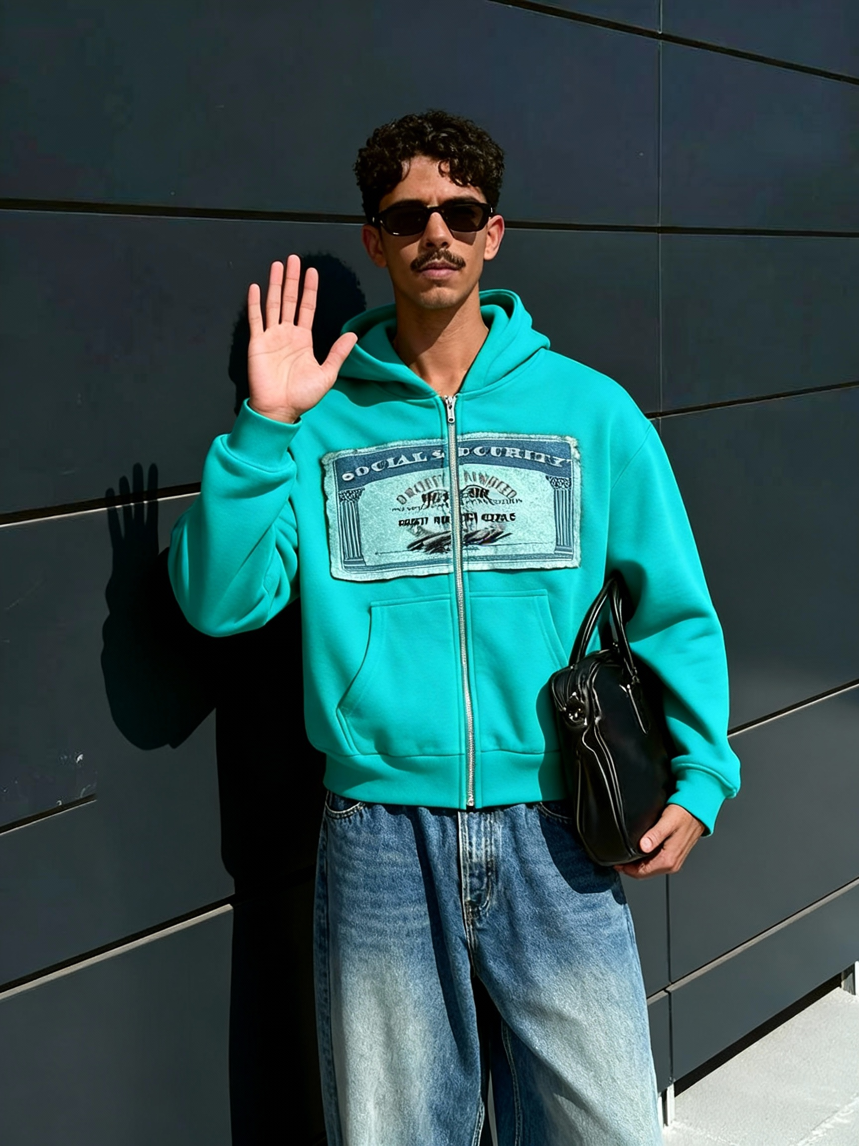 Retro Patchwork Full-Zip Hoodie Men's Boxy Fit Y2K Streetwear Jacket-Knotfolks