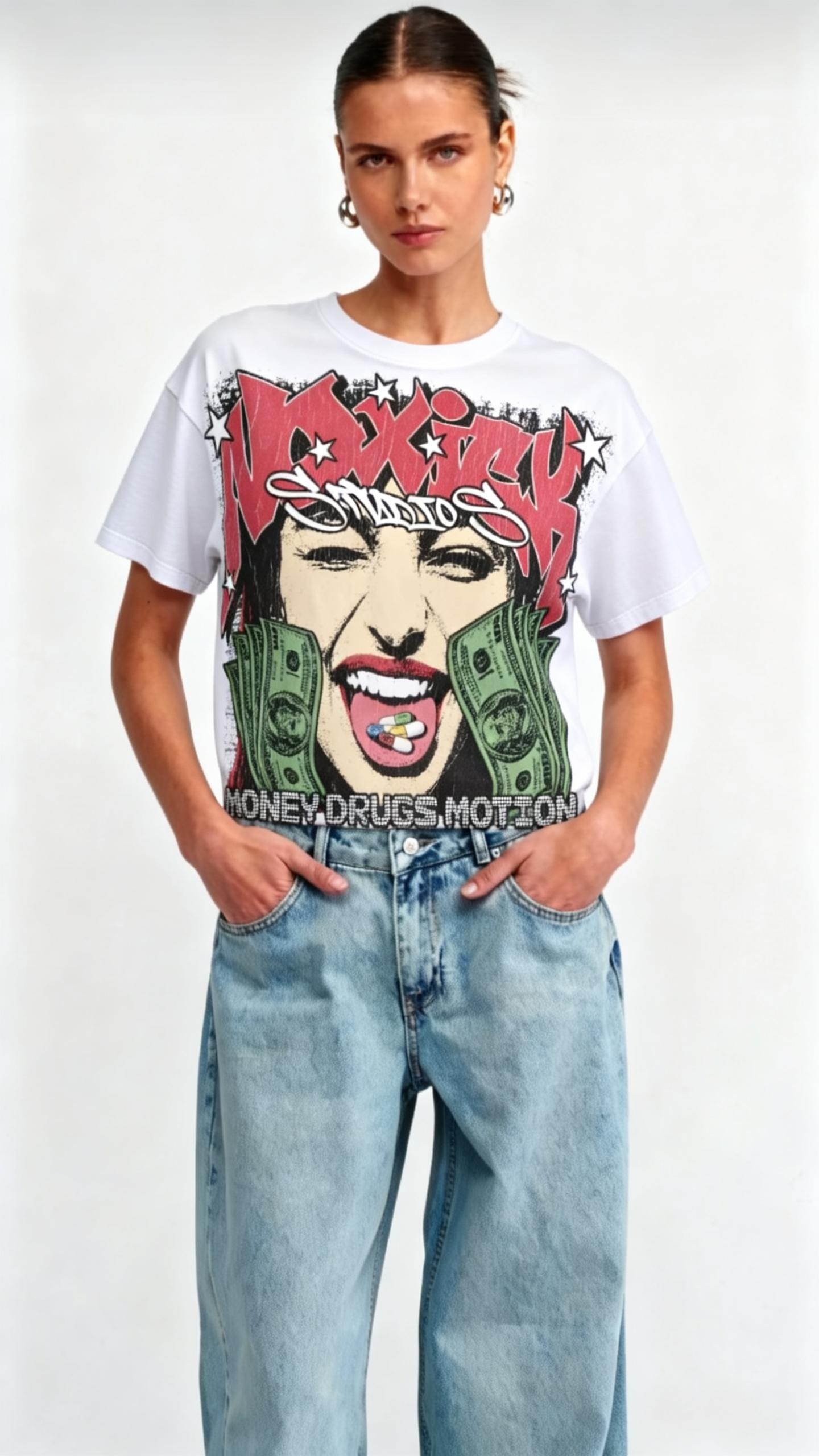 Vintage Washed "Take Money" Silhouette Graphic Tee | Distressed Urban Streetwear Shirt