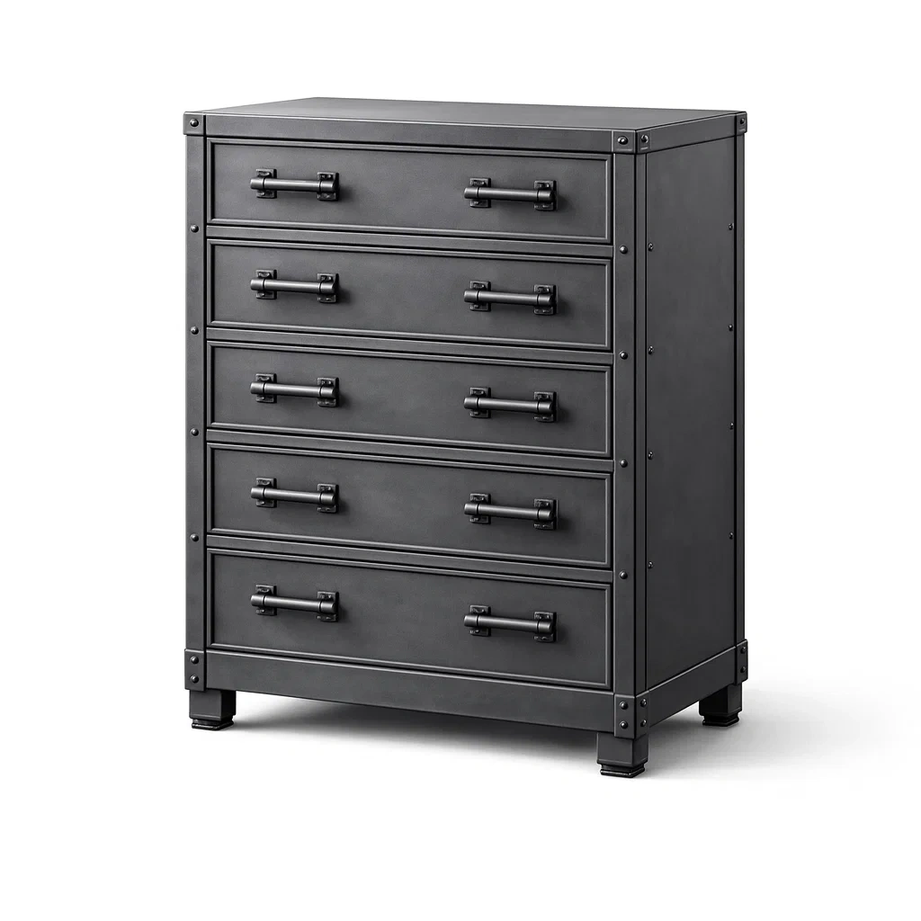 Kommode mit Schubladen Metall mit 5 Schubladen Schwarz-Sofioma
