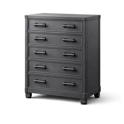 Kommode mit Schubladen Metall mit 5 Schubladen Schwarz-Sofioma