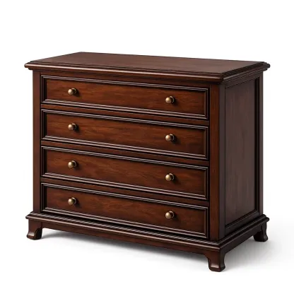 Kommode mit Schubladen Holz 4 Schubladen Dunkelbraun 90 x 45 x 85 cm-Sofioma