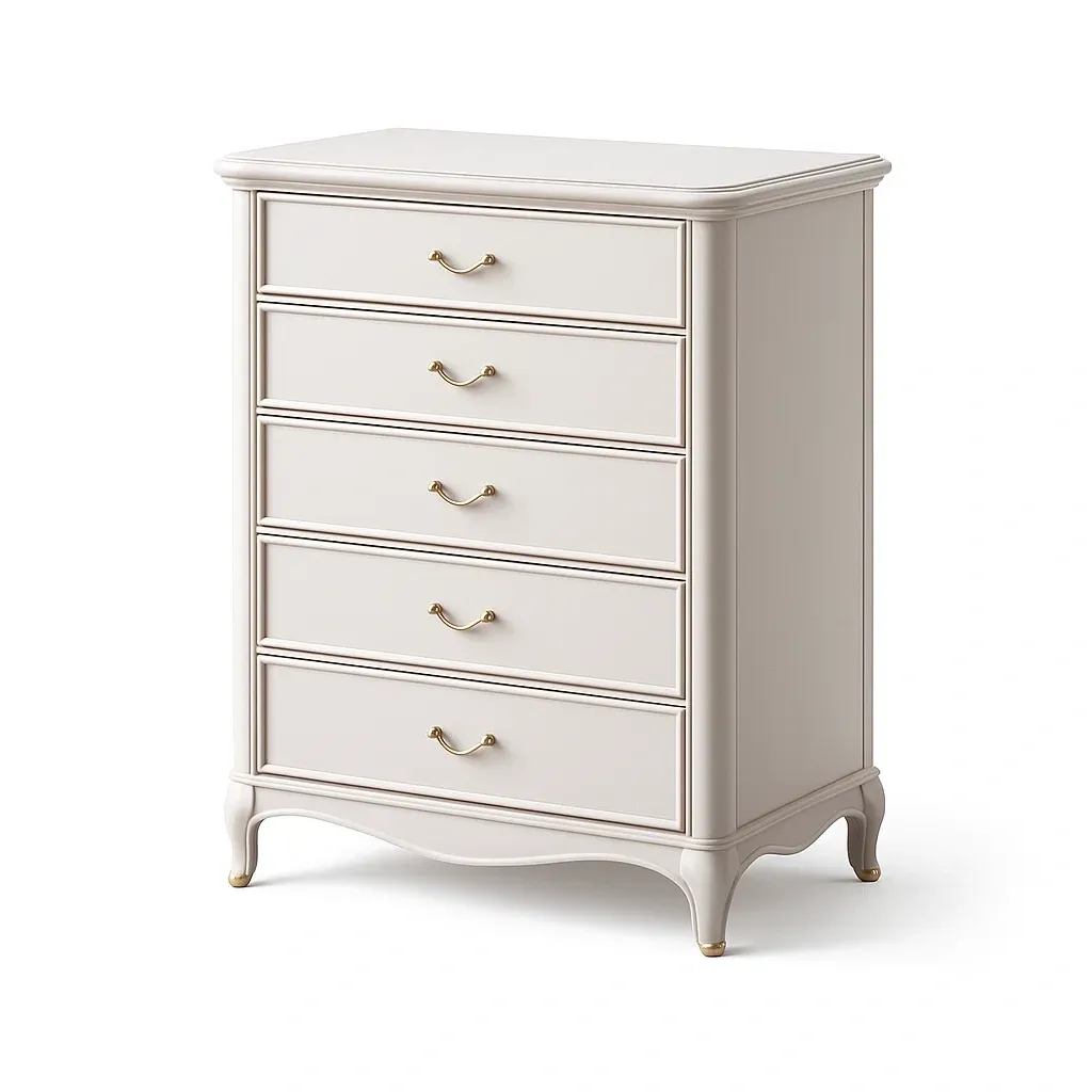 Kommode mit Schubladen MDF mit 5 Schubladen Cremeweiß-Sofioma