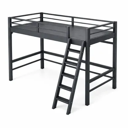 Hochbett Metall Schwarz mit Leiter-Sofioma