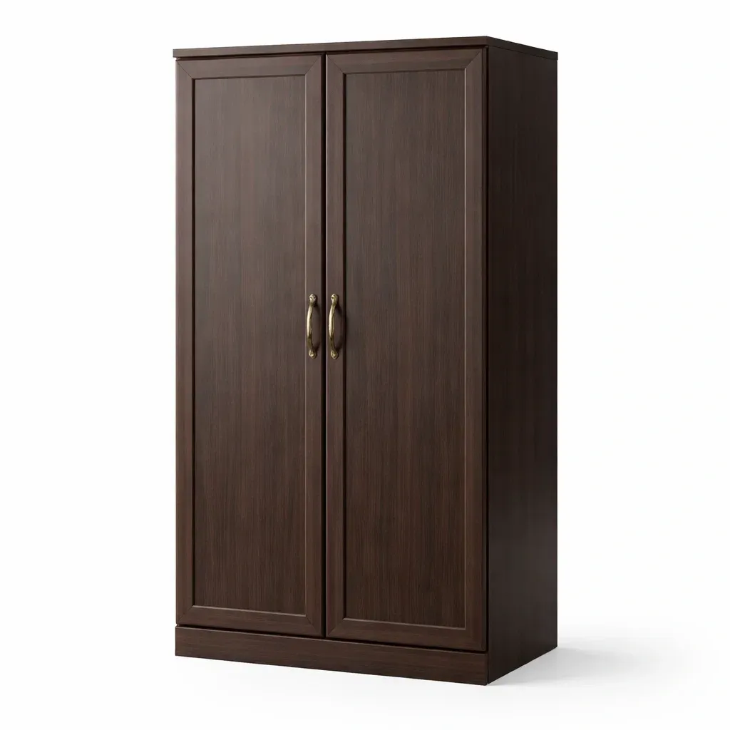 Kleiderschrank aus Holzfaserplatte mit 2 Türen Dunkelbraun-Sofioma