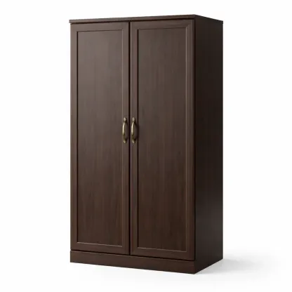 Kleiderschrank aus Holzfaserplatte mit 2 Türen Dunkelbraun-Sofioma