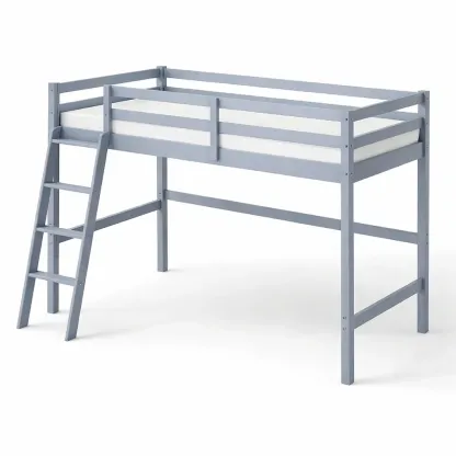 Hochbett aus Kiefernholz mit integrierter Leiter Grau-Sofioma