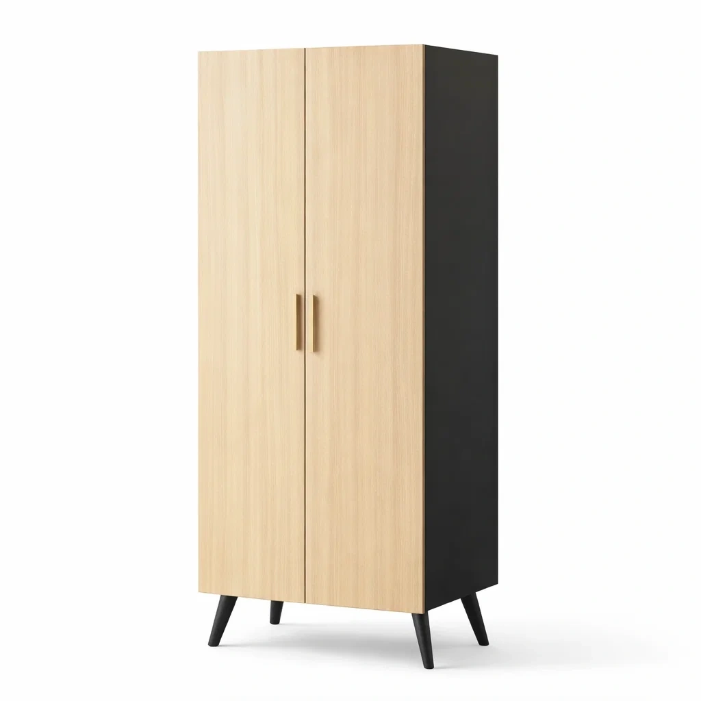 Kleiderschrank Zweiflügelig Holzoptik Anthrazit-Sofioma