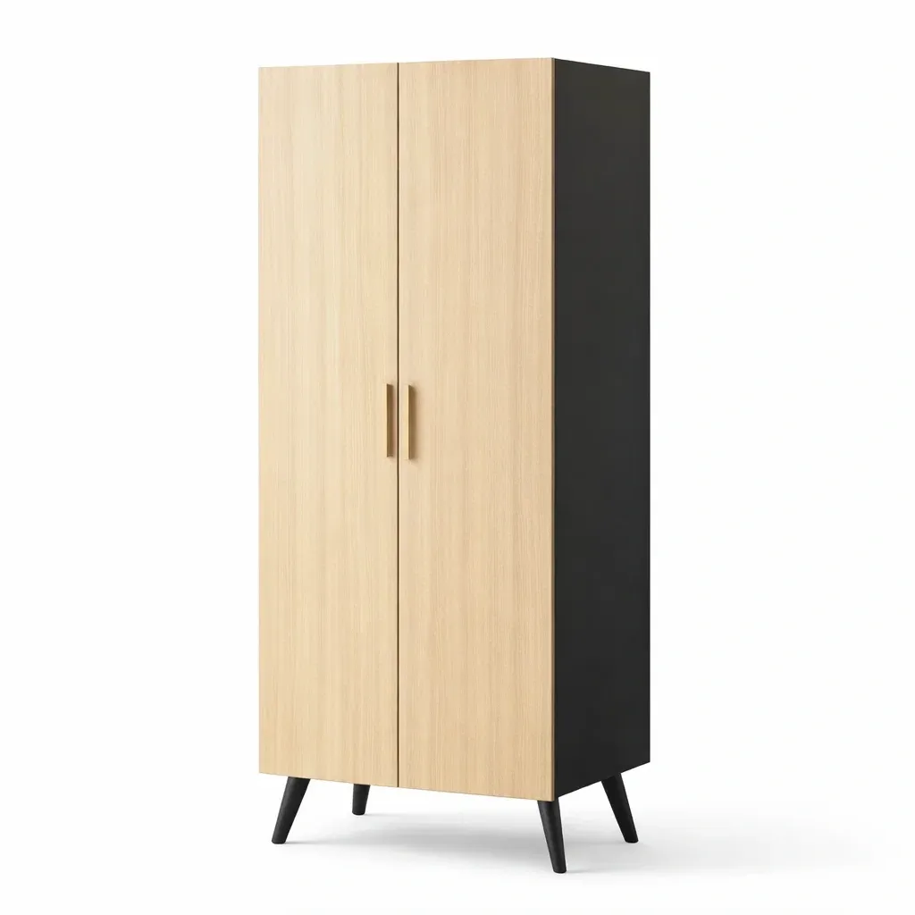 Kleiderschrank Zweiflügelig Holzoptik Anthrazit-Sofioma