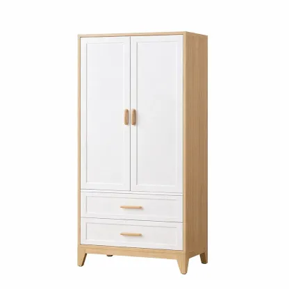 Kleiderschrank Holzfaserplatte Weiß Natur-Sofioma