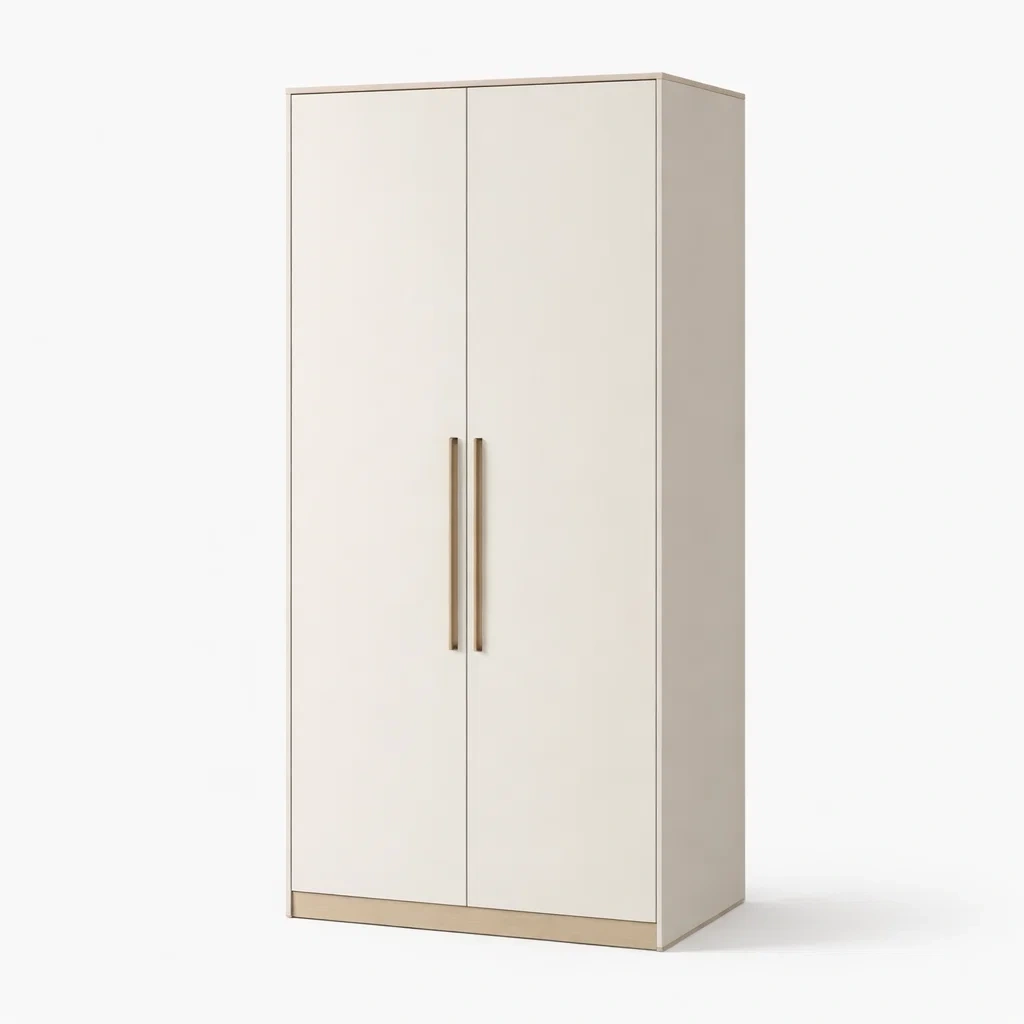 Kleiderschrank Zweiflügelig aus MDF 200 cm x 100 cm x 50 cm Beige-Sofioma