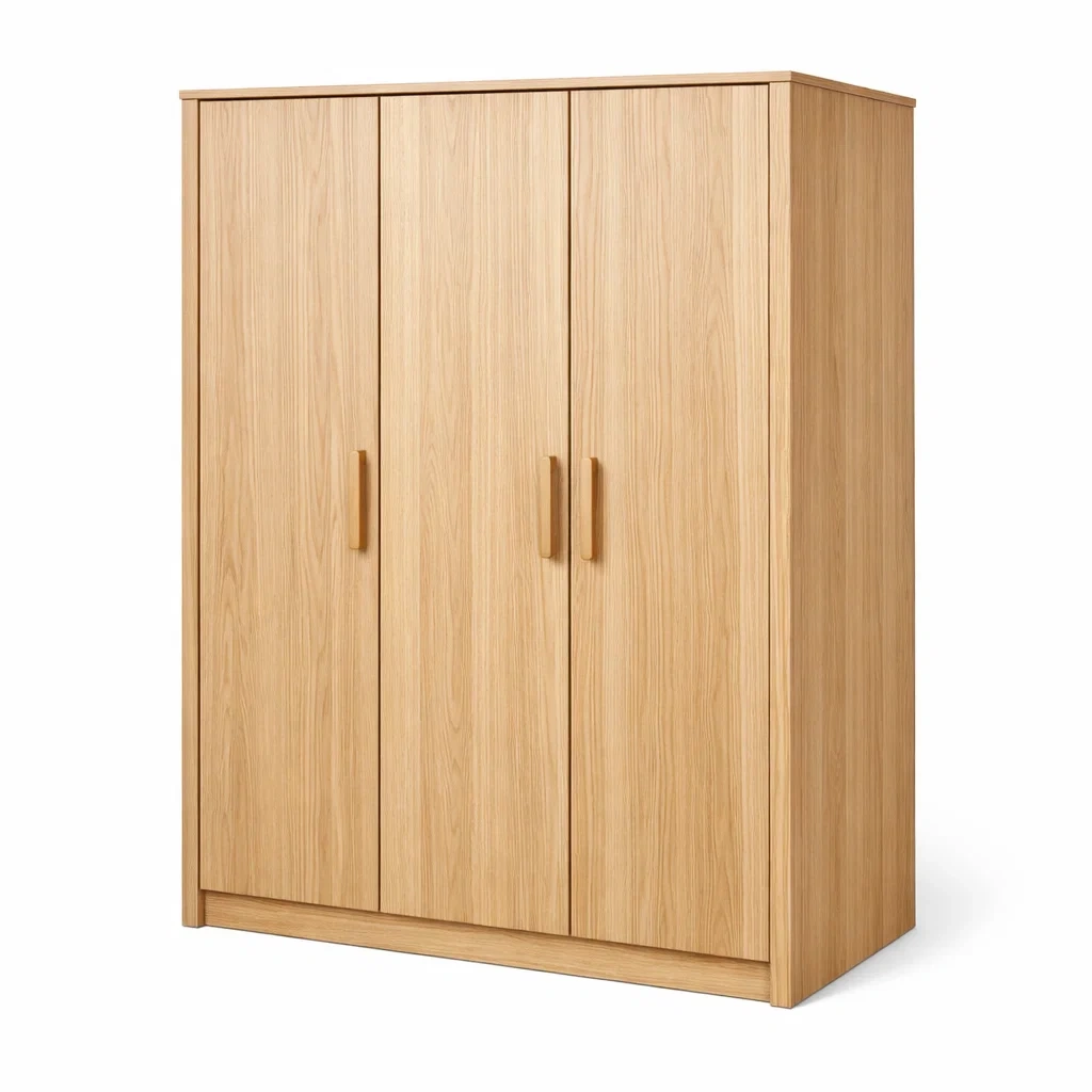 Kleiderschrank Holzoptik Dreitürig Hellbraun-Sofioma