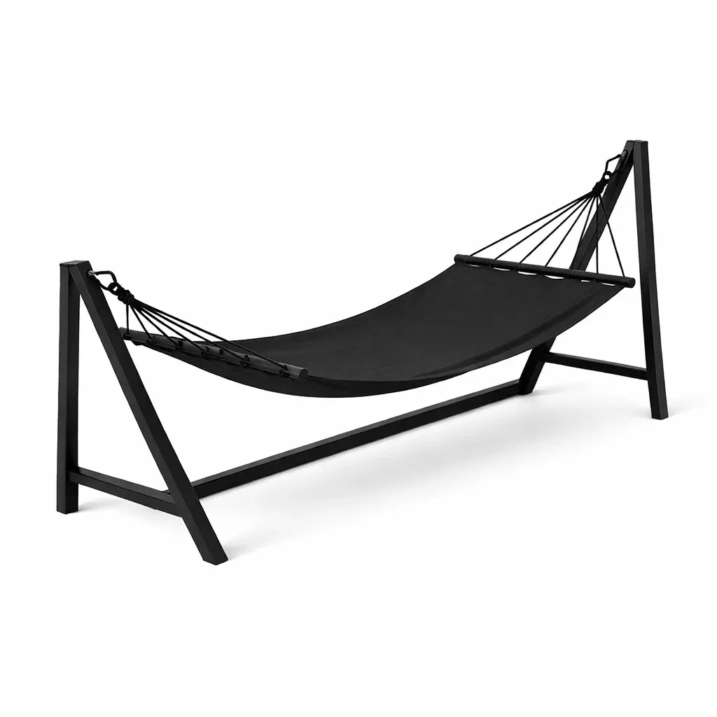 Hängematte Schwarz mit Stahlrahmen und Polyestergewebe-Sofioma