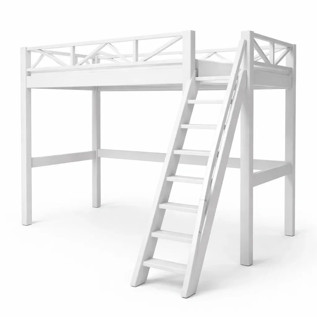 Hochbett aus Holz mit Leiter Weiß-Sofioma