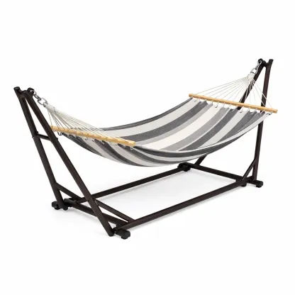 Hängematte mit Stahlrahmen Baumwolle Grau/Weiß-Sofioma