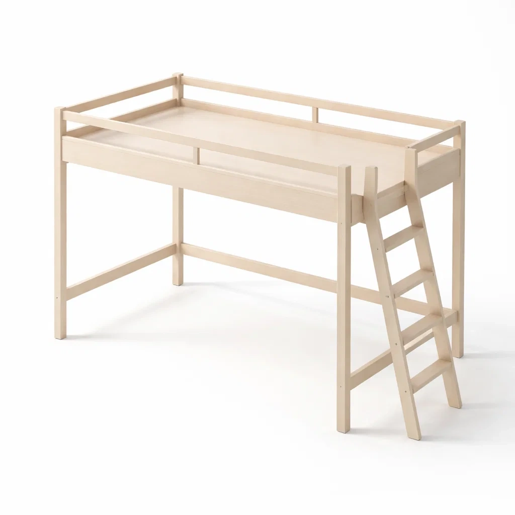 Hochbett aus Holz mit Leiter Natur-Sofioma