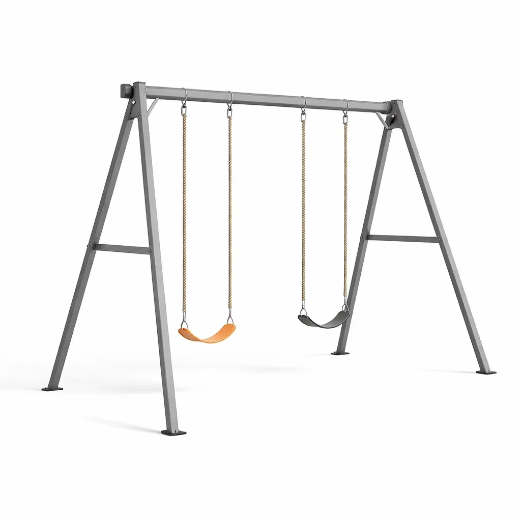 Kinderschaukel Set aus Stahl mit Kunststoffsitzen Grau/Orange/Schwarz-Sofioma