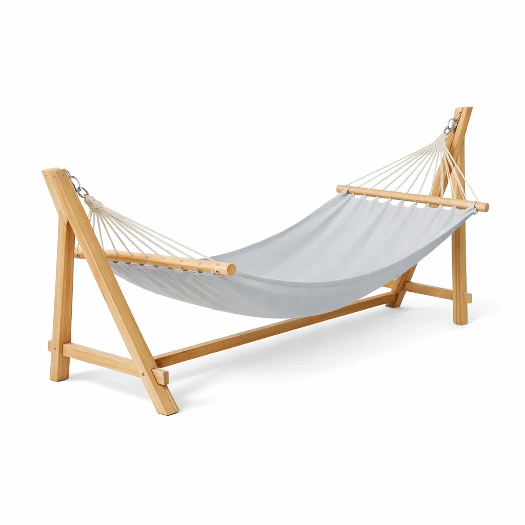 Hängematte Polyester mit Holzrahmen Grau-Sofioma