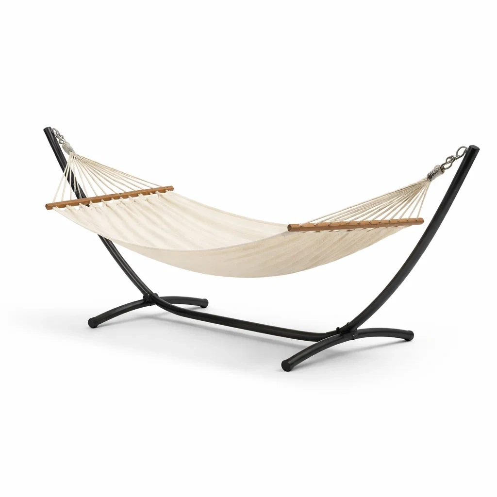 Hängematte Stahlrahmen Baumwolle Beige-Sofioma