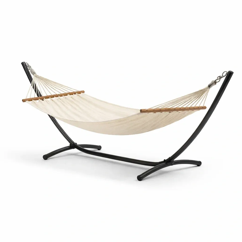 Hängematte Stahlrahmen Baumwolle Beige-Sofioma