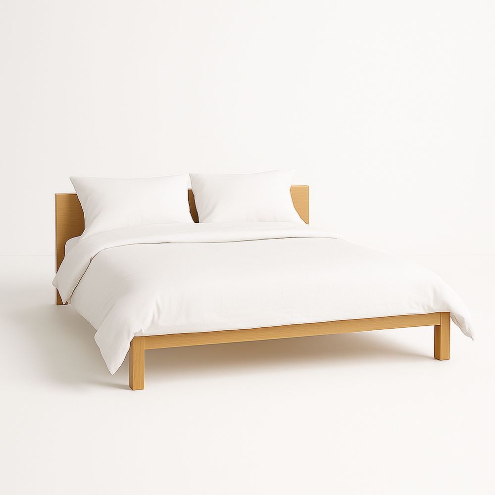 Pine Wood Queen Bed Frame with Bedding 210cm x 160cm x 85cm-Bloompadds