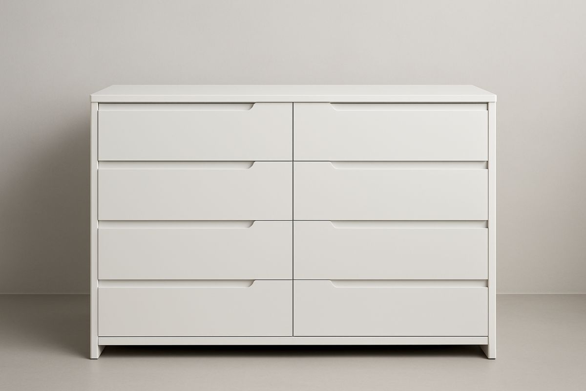 White Wooden 8-Drawer Chest 80x48x100 cm-Bloompadds