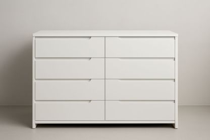 White Wooden 8-Drawer Chest 80x48x100 cm-Bloompadds