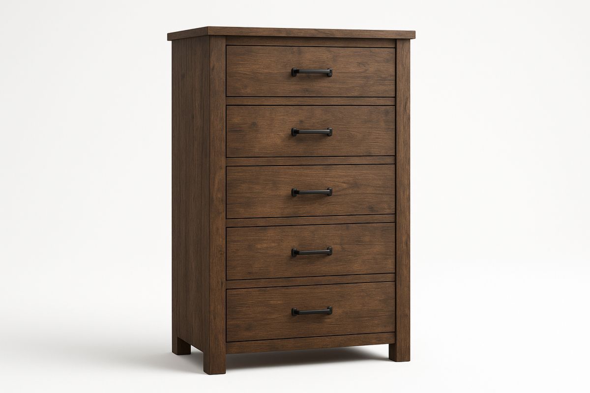 Wooden Chest of 5 Drawers Dark Brown 120cm-Bloompadds