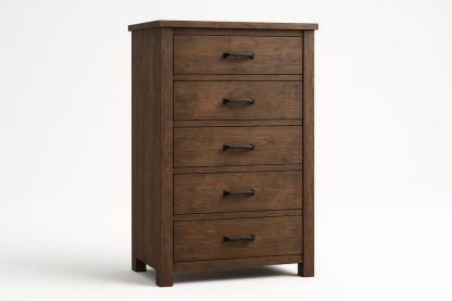 Wooden Chest of 5 Drawers Dark Brown 120cm-Bloompadds