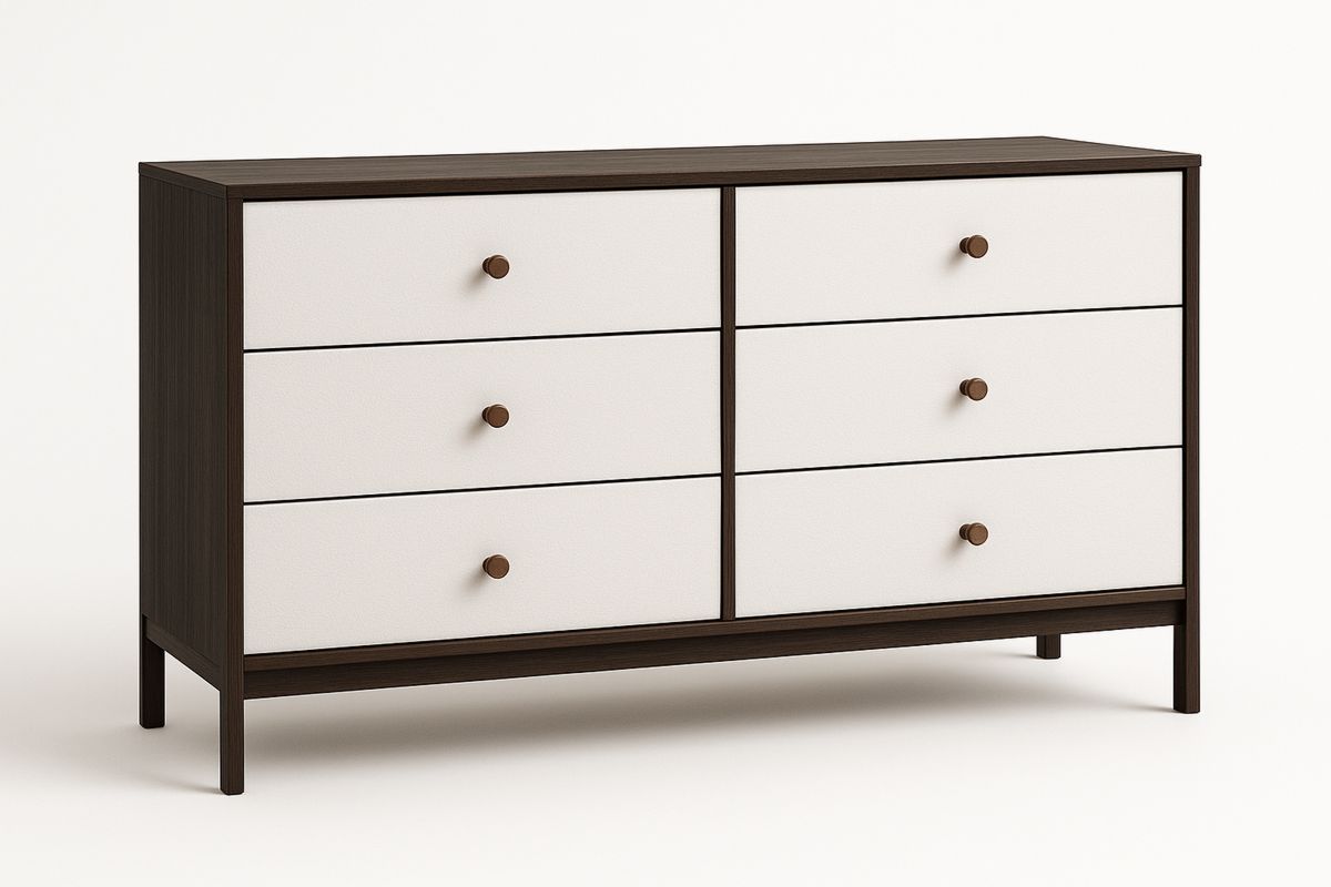 6 Drawer Wood Frame Dresser with MDF Front 120cm-Bloompadds