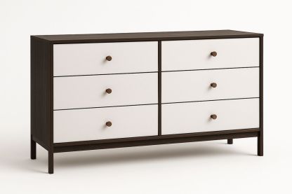 6 Drawer Wood Frame Dresser with MDF Front 120cm-Bloompadds