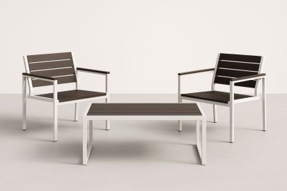 Outdoor Patio Lounge Set Aluminium Frame Brown/White